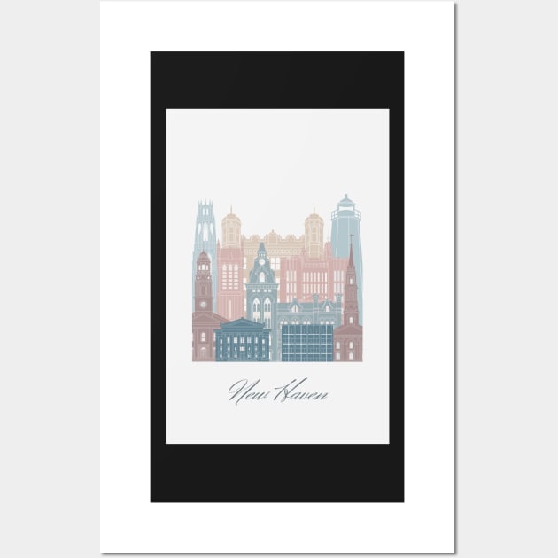 New Haven, CT, United States, map skyline - 03 style Wall Art by GreenGreenDream